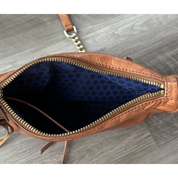 Rebecca Minkoff Mini Mac Brown Leather Crossbody Purse Bag Moto Gold Boho Chain - Picture 5 of 7